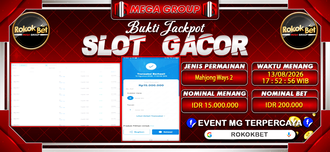 Bukti JP situs Rokokbet hari Kamis, 13 Agustus 2026