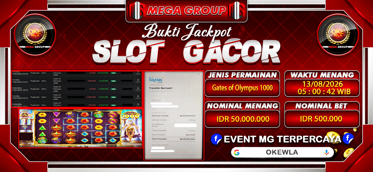 Bukti JP situs Okewla hari Kamis, 13 Agustus 2026
