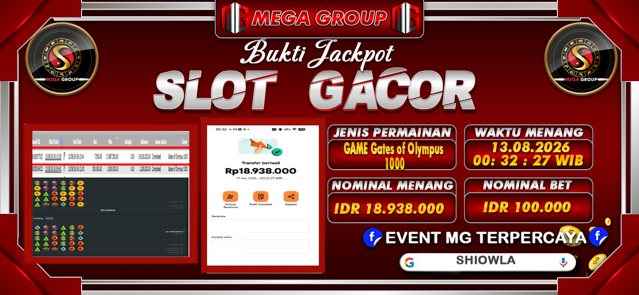 Bukti JP situs Shiowla hari Kamis, 13 Agustus 2026