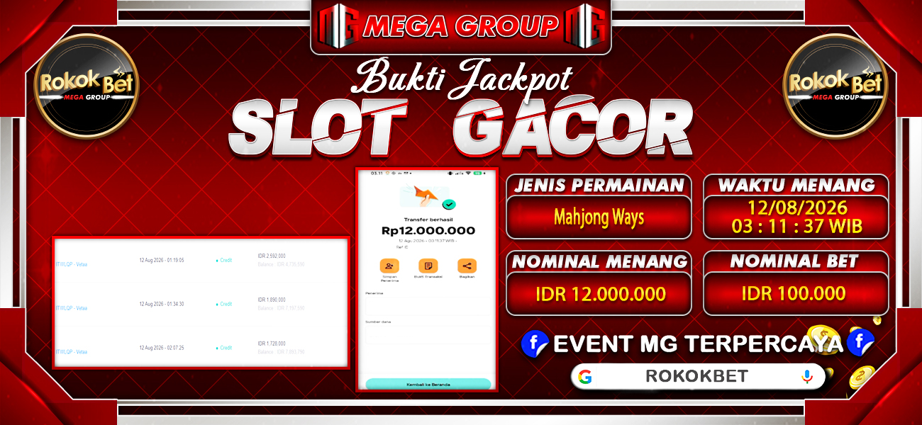 Bukti JP situs Rokokbet hari Rabu, 12 Agustus 2026